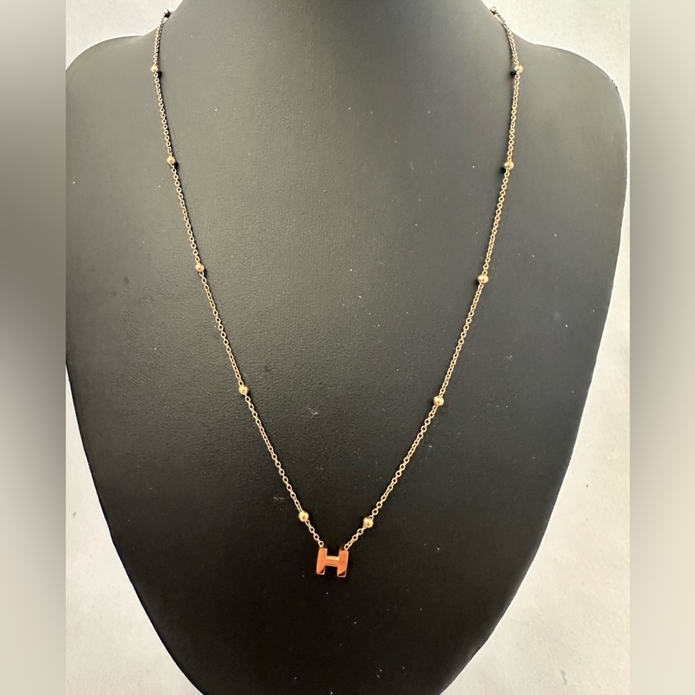 Abbott Lyon rose gold initial H necklace